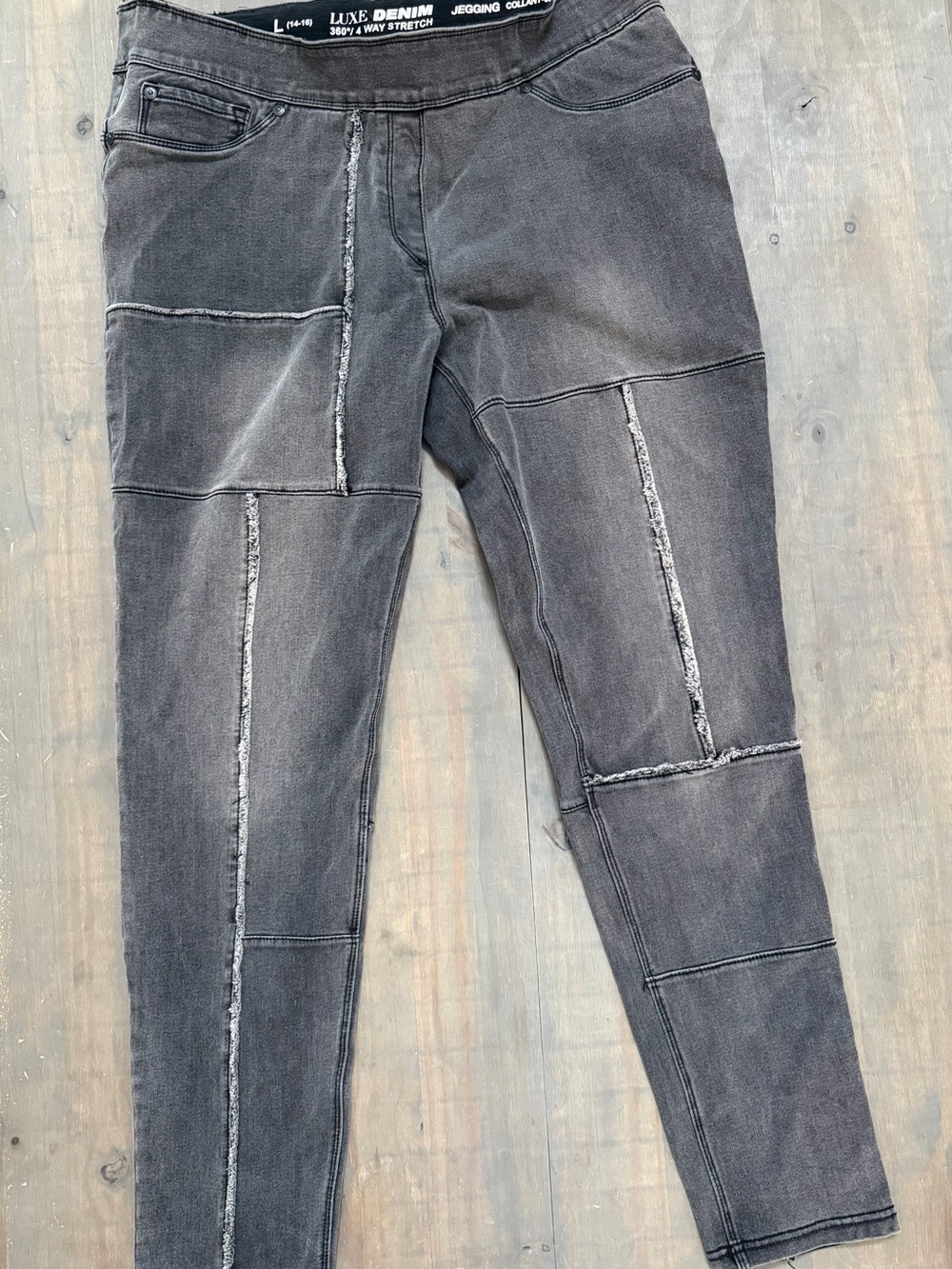 Luxe Denim Women's Black Patchwork Jeggings